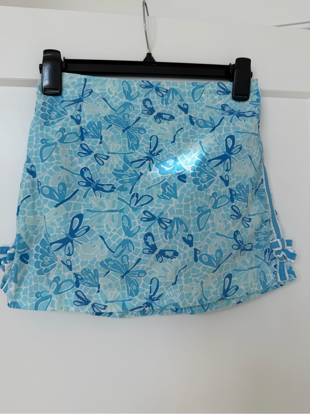 Lilly Pulitzer Girl’s Light Blue Dragonfly-Print Mini Skirt, Size 14
